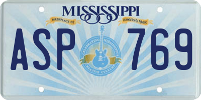 MS license plate ASP769