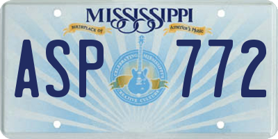 MS license plate ASP772