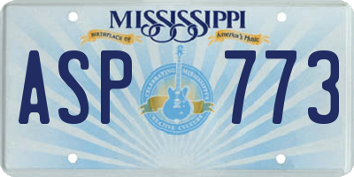 MS license plate ASP773