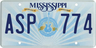 MS license plate ASP774
