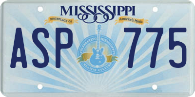 MS license plate ASP775