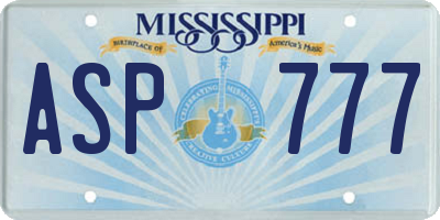 MS license plate ASP777