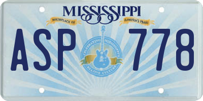 MS license plate ASP778