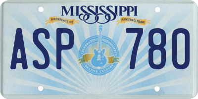 MS license plate ASP780