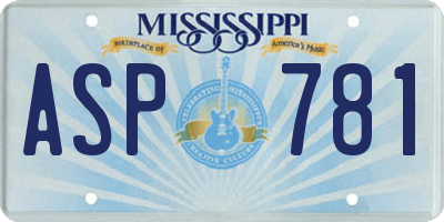 MS license plate ASP781
