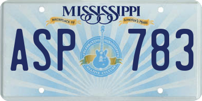 MS license plate ASP783