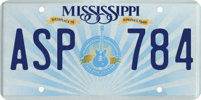 MS license plate ASP784