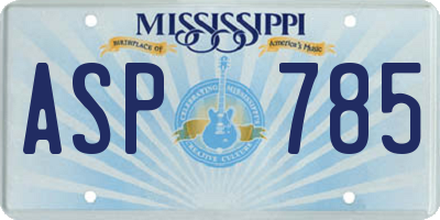 MS license plate ASP785