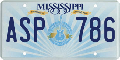 MS license plate ASP786