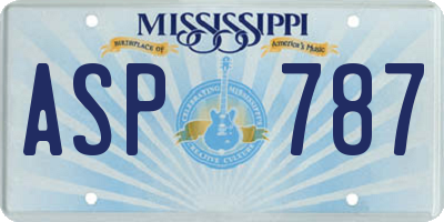 MS license plate ASP787