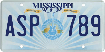 MS license plate ASP789