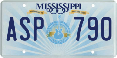 MS license plate ASP790