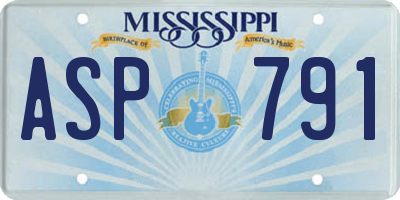 MS license plate ASP791