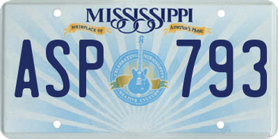 MS license plate ASP793