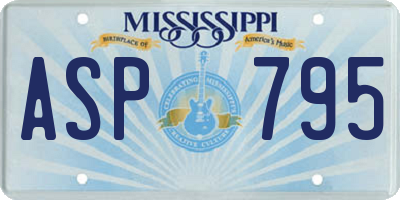 MS license plate ASP795