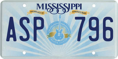 MS license plate ASP796