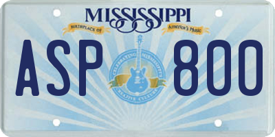 MS license plate ASP800