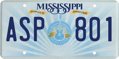 MS license plate ASP801
