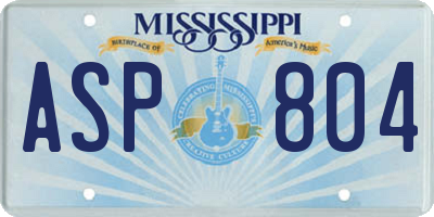 MS license plate ASP804
