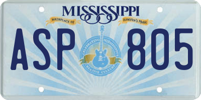 MS license plate ASP805