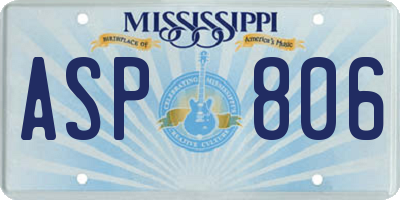 MS license plate ASP806