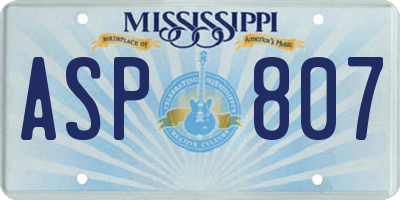 MS license plate ASP807