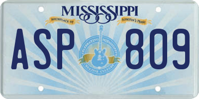 MS license plate ASP809