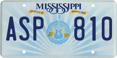 MS license plate ASP810