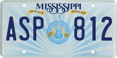 MS license plate ASP812
