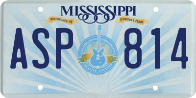 MS license plate ASP814