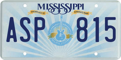 MS license plate ASP815