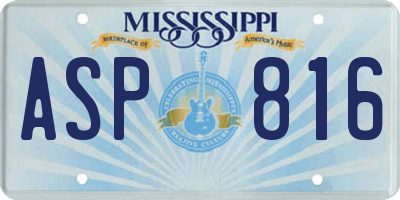 MS license plate ASP816