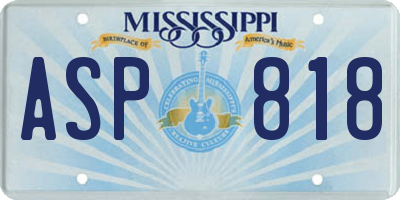 MS license plate ASP818