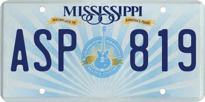 MS license plate ASP819