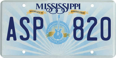MS license plate ASP820