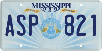 MS license plate ASP821