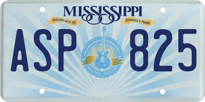 MS license plate ASP825