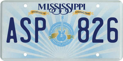 MS license plate ASP826