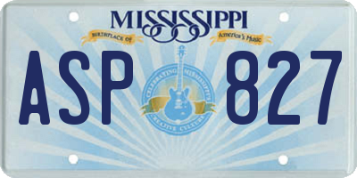 MS license plate ASP827