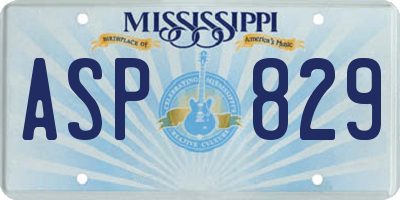 MS license plate ASP829
