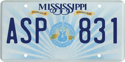 MS license plate ASP831