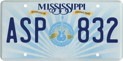 MS license plate ASP832