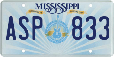MS license plate ASP833