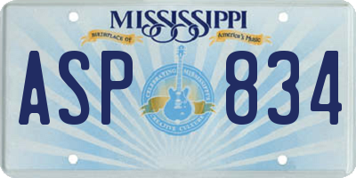 MS license plate ASP834