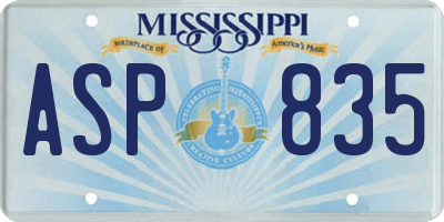 MS license plate ASP835