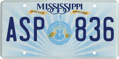 MS license plate ASP836