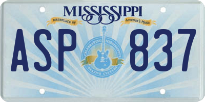 MS license plate ASP837