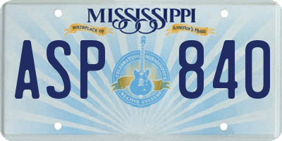 MS license plate ASP840