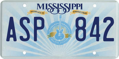 MS license plate ASP842