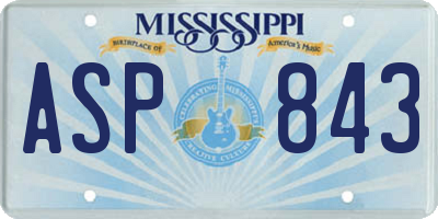 MS license plate ASP843